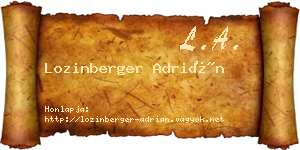 Lozinberger Adrián névjegykártya